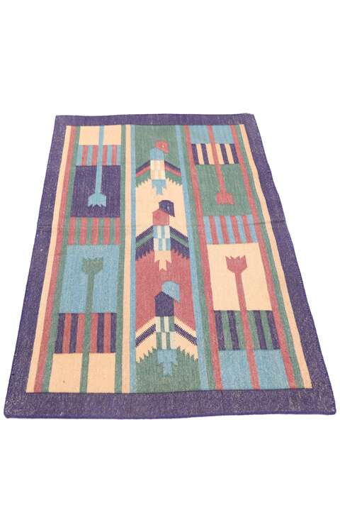 2 x 3 Vintage Indian Dhurrie Rug 77913