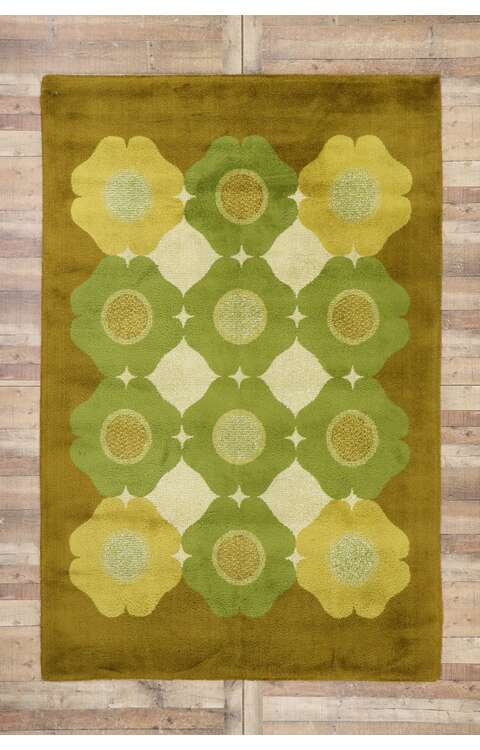 7 x 10 Vintage German Herforder Teppiche Rug with Mid-Century Modern Style 78106