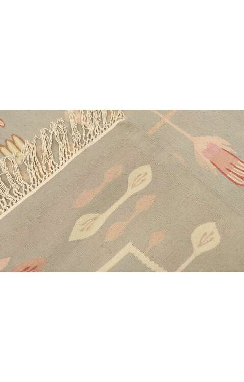 9 x 12 Vintage Romanian Floral Kilim Rug 77966