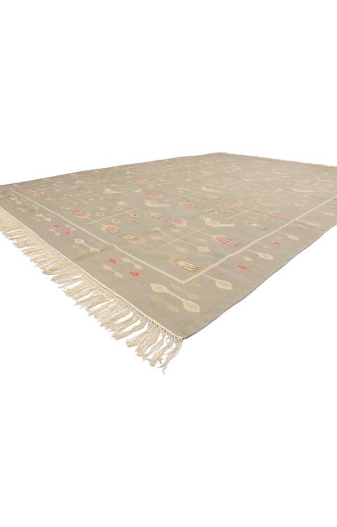 9 x 12 Vintage Romanian Floral Kilim Rug 77966