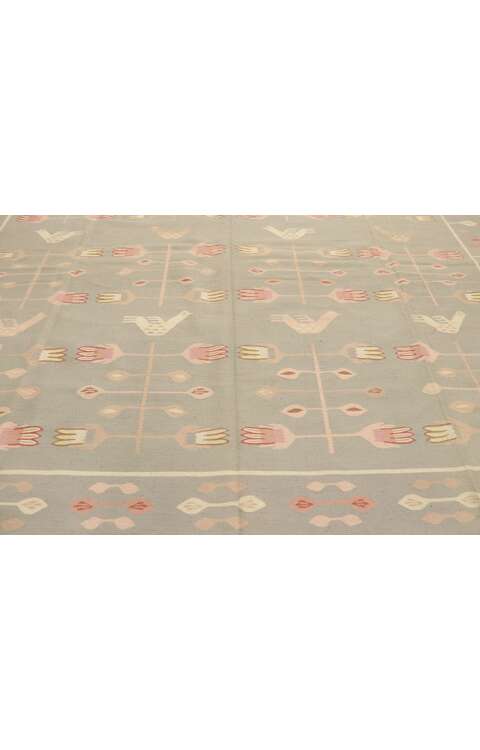 9 x 12 Vintage Romanian Floral Kilim Rug 77966