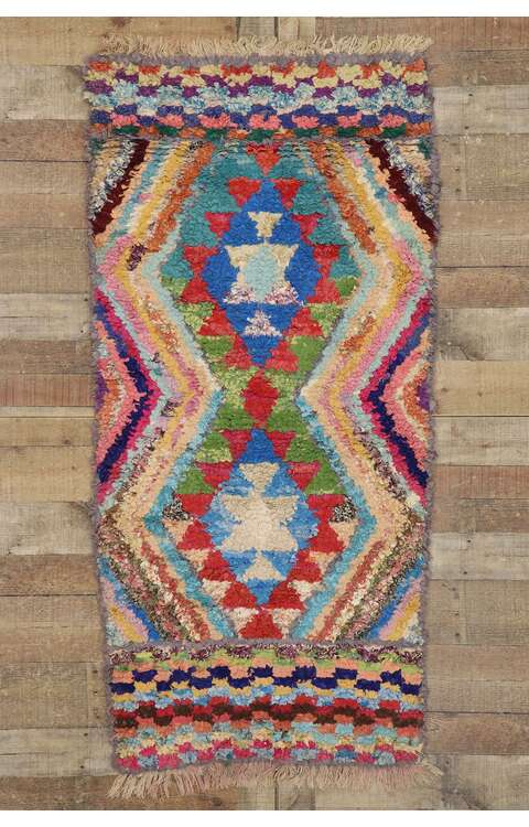3 x 6 Vintage Berber Boucherouite Moroccan Rug 21583