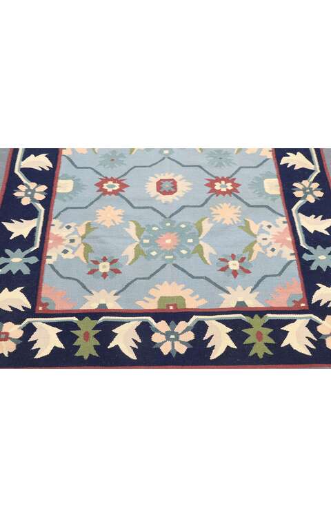 4 x 6 Vintage Romanian Floral Kilim Rug with Folk Art Cottage Style 77954