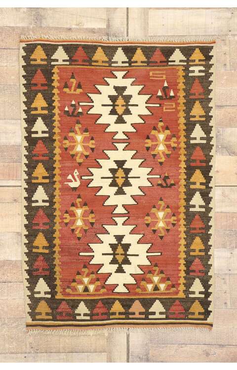 3 x 4 Vintage Persian Shiraz Kilim Rug 77982