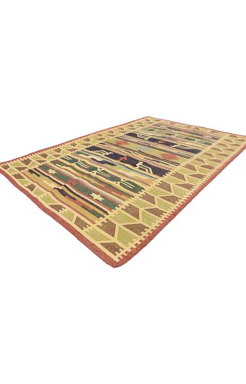 4 x 6 Vintage Indian Stone Wash Dhurrie Rug with Tribal Style 77989