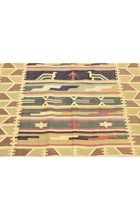 4 x 6 Vintage Indian Stone Wash Dhurrie Rug with Tribal Style 77989