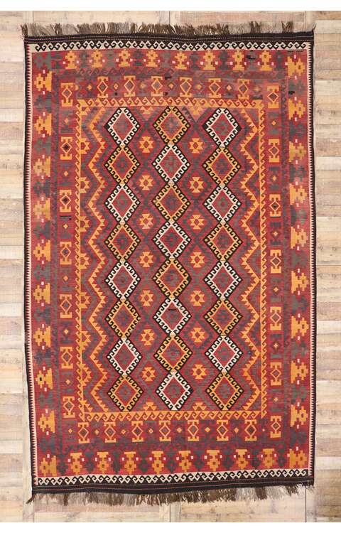 9 x 14 Vintage Afghan Maimana Kilim Rug 78008