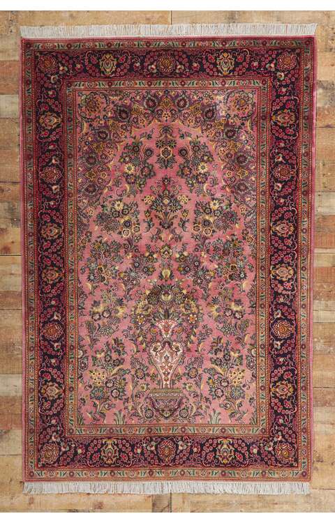 5 x 7 Vintage Persian Kashan Rug 61027