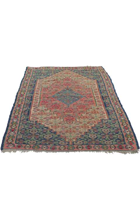 4 x 6 Vintage Persian Bijar Kilim Rug 78212
