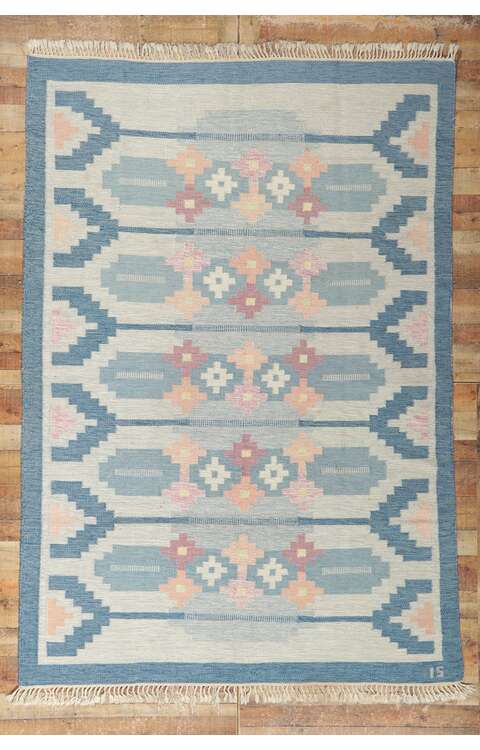 7 x 10 Vintage Swedish Kilim Rug 78246