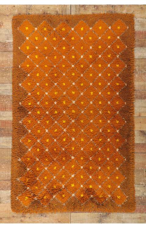 4 x 7 Vintage Danish Rya Rug 78279