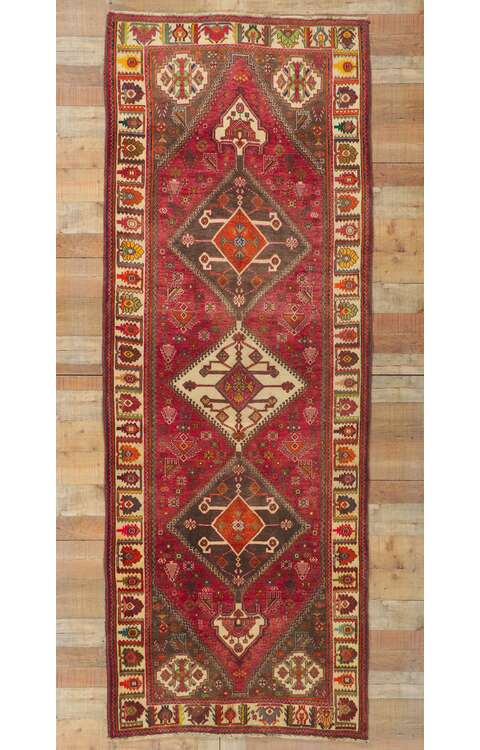 4 x 10 Vintage Persian Ghashghaei Rug 61052