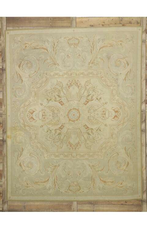 8 x 10 Vintage Handwoven Aubusson Style Rug 76744
