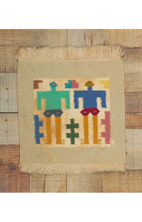 1 x 1 Vintage Peruvian Tapestry Rug 78295