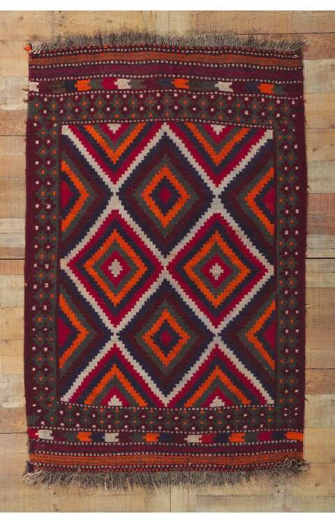 4 x 6 Vintage Persian Shiraz Kilim Rug 61094