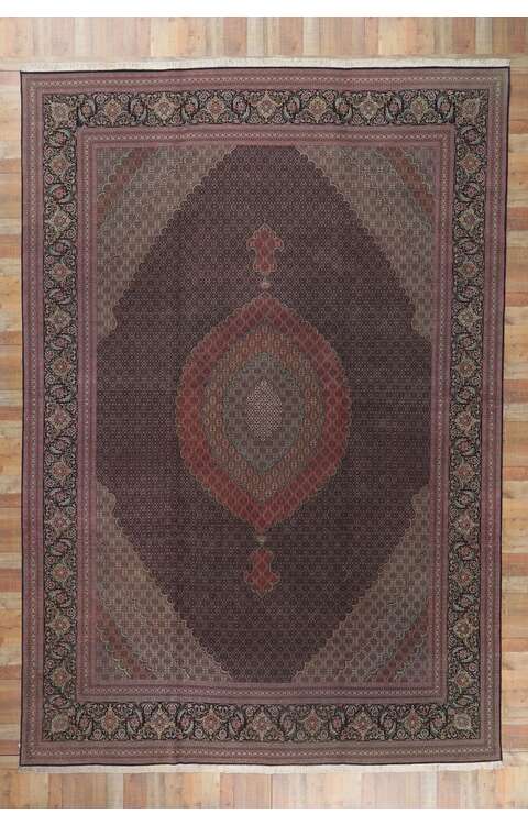 11 x 16 Vintage Persian Tabriz Wool and Silk Rug 78332