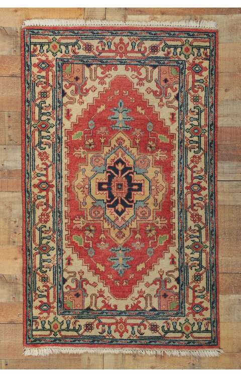 3 x 5 Vintage Indian Heriz Rug 78348
