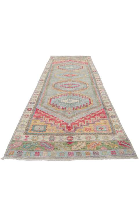 ​3 x 9 Vintage-Inspired Colorful Oushak Runner 80969