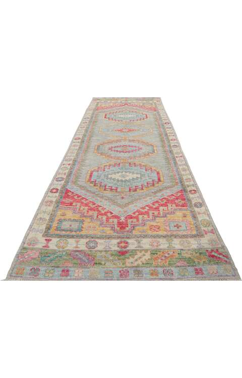 ​3 x 9 Vintage-Inspired Colorful Oushak Runner 80969