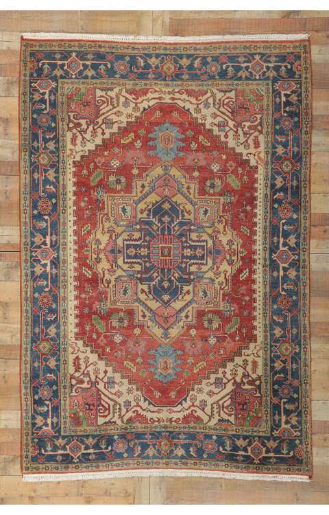 6 x 9 Vintage Indian Heriz Rug 78345