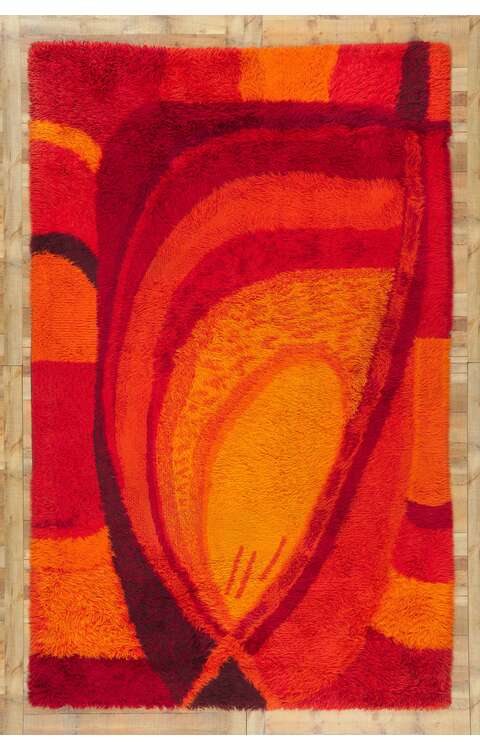 8 x 12 Vintage Danish Rya Rug 78352