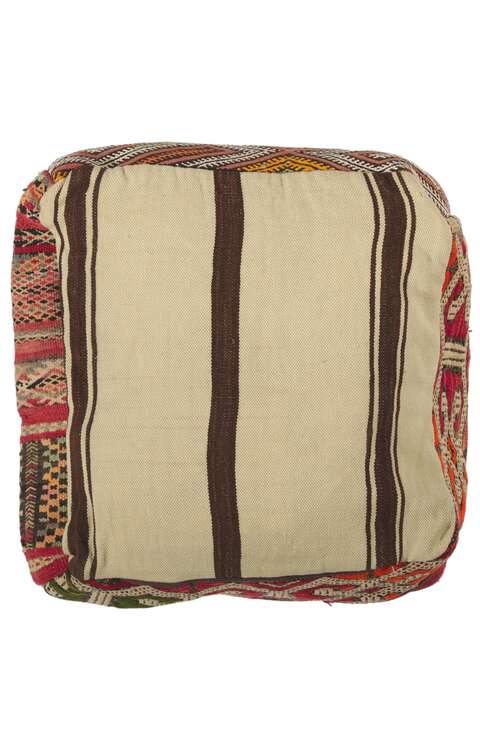 2 x 2 x 1 Vintage Moroccan Kilim Floor Pouf 78438