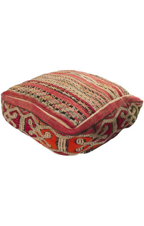2 x 2 x 1 Vintage Moroccan Kilim Floor Pouf 78438