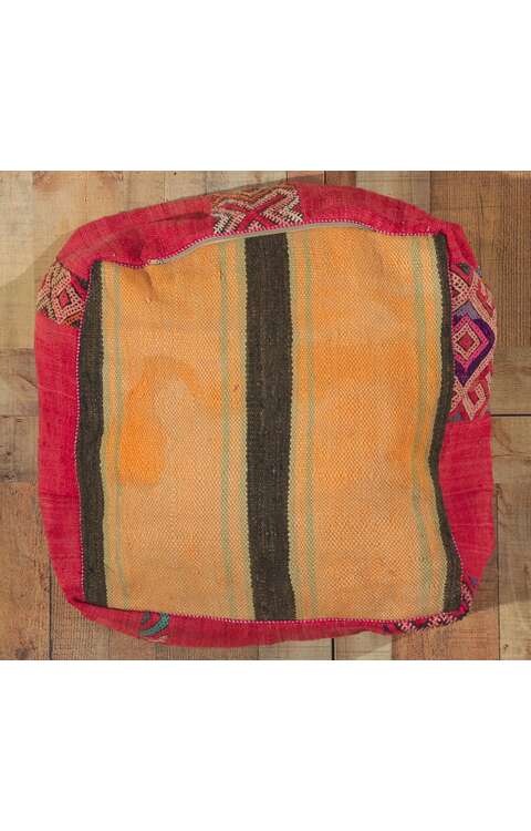 2 x 2 x 1 Vintage Moroccan Kilim Floor Pouf 78439