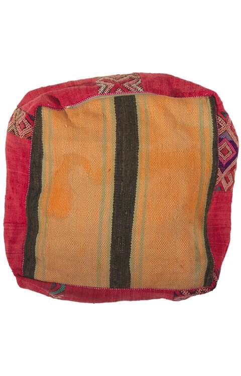 2 x 2 x 1 Vintage Moroccan Kilim Floor Pouf 78439