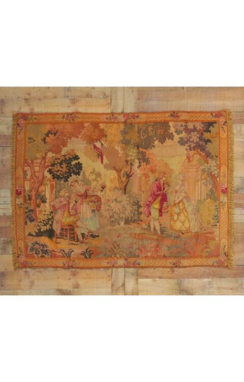 4 x 5 Antique French Aubusson Tapestry 78421
