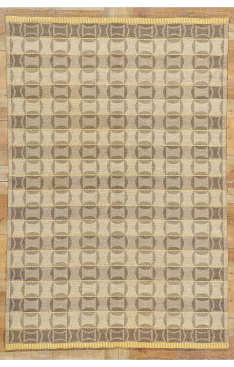 5 x 8 Vintage Swedish Kilim Rollakan Rug 78468