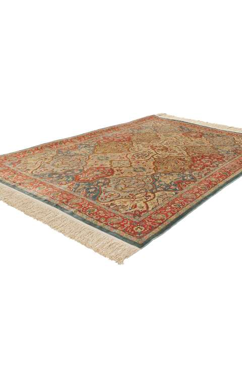 4 x 5 Vintage Turkish Silk Hereke Rug 78514