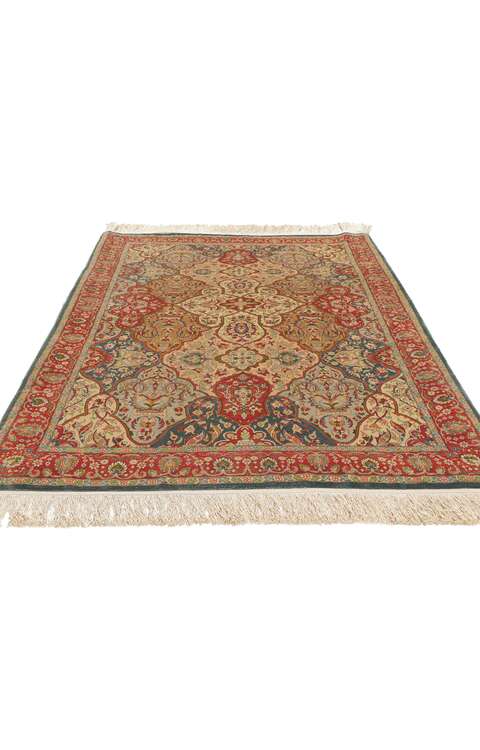 4 x 5 Vintage Turkish Silk Hereke Rug 78514