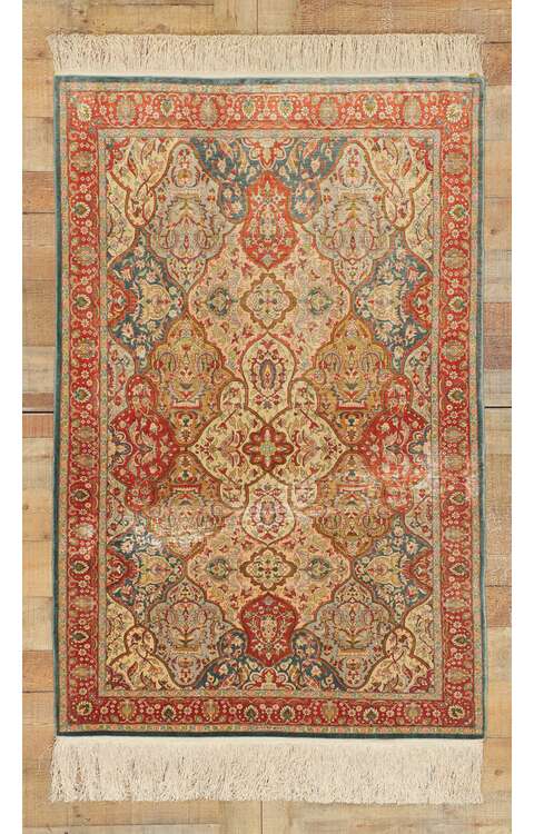 4 x 5 Vintage Turkish Silk Hereke Rug 78514