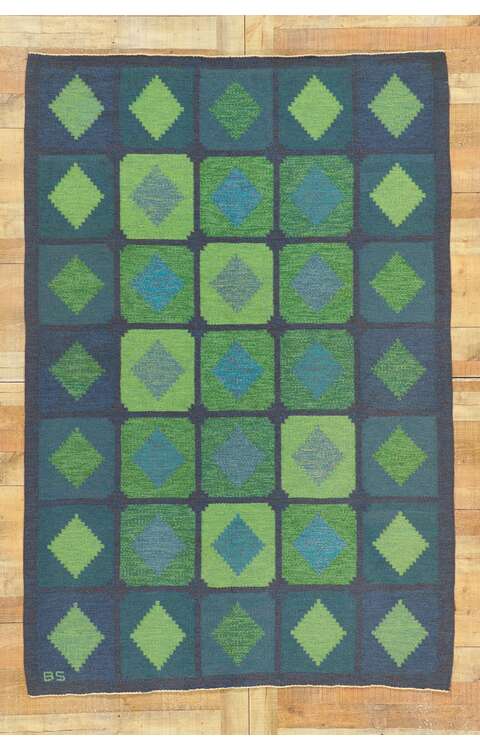 5 x 8 Vintage Swedish Kilim Rug Brita Svefors Rollakan 78493