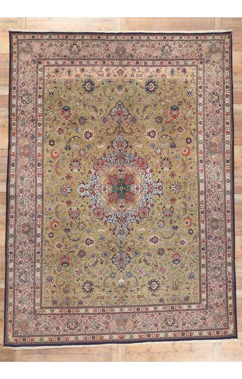 10 x 13 Vintage Persian Tabriz Rug 53864