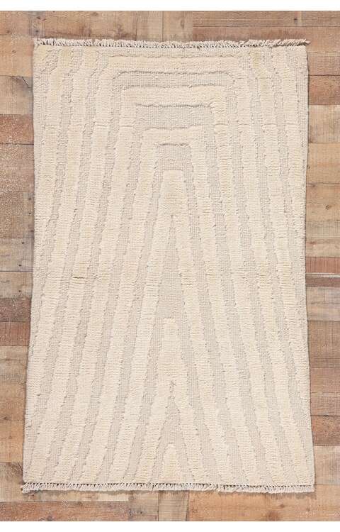 3 x 5 Small Ivory Moroccan Modern Rug 81016