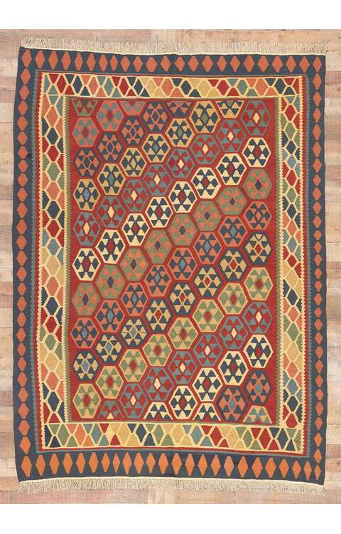 7 x 9 Vintage Persian Tribal Shiraz Kilim Rug 61232