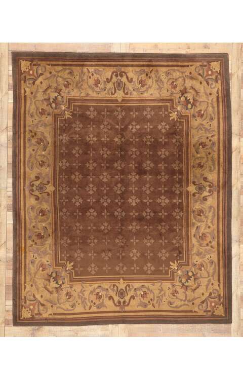 8 x 10 Earth-Tone Vintage Tibetan Rug 78458