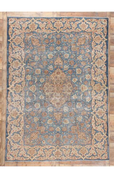 8 x 12 Vintage Blue Persian Isfahan Rug 61251