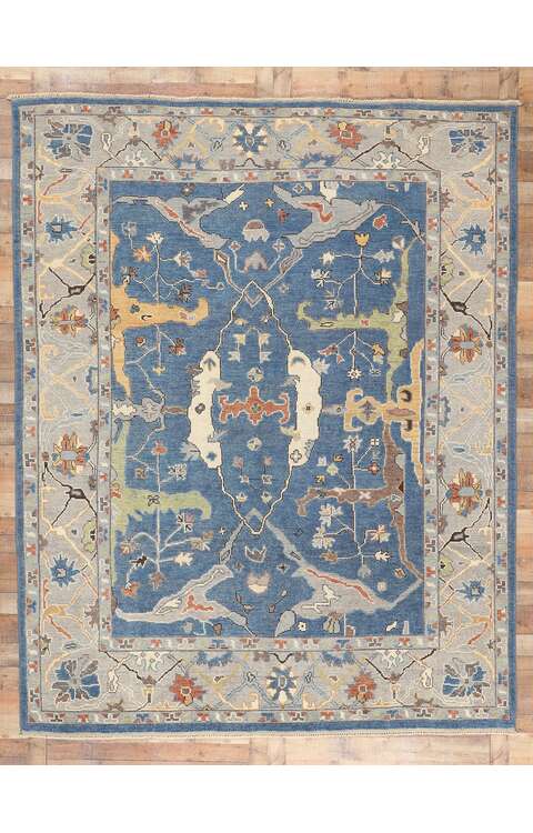 8 x 10 Modern Blue Oushak Rug 80990