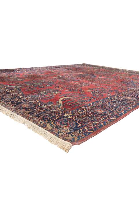 9 x 12 Antique Persian Sarouk Rug 78544