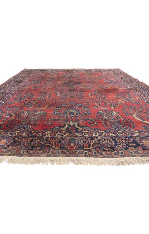9 x 12 Antique Persian Sarouk Rug 78544