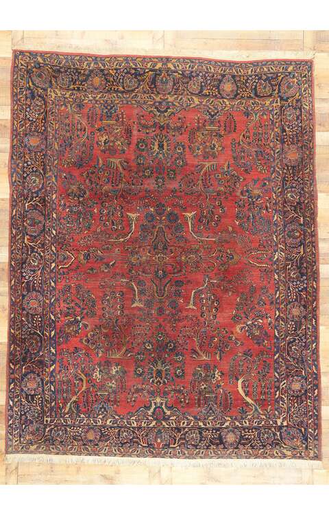 9 x 12 Antique Persian Sarouk Rug 78544