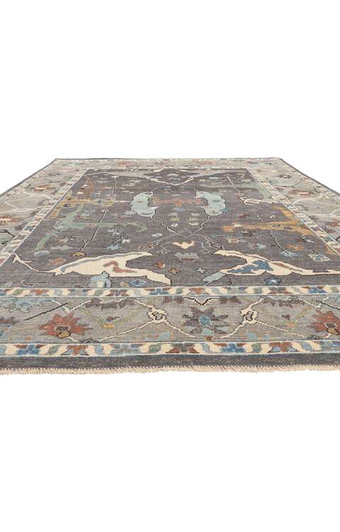 9 x 12 Earth-Tone Modern Oushak Rug 80991