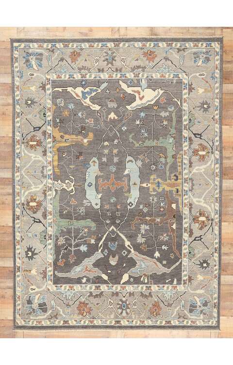 9 x 12 Earth-Tone Modern Oushak Rug 80991