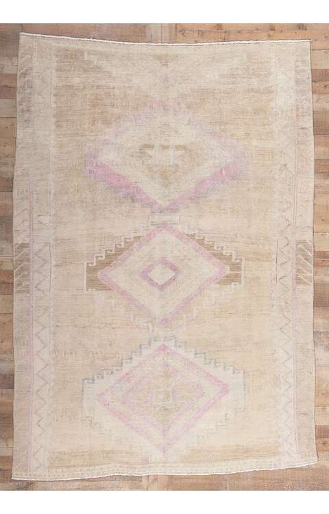 7 x 10 Vintage Muted Oushak Rug 53869